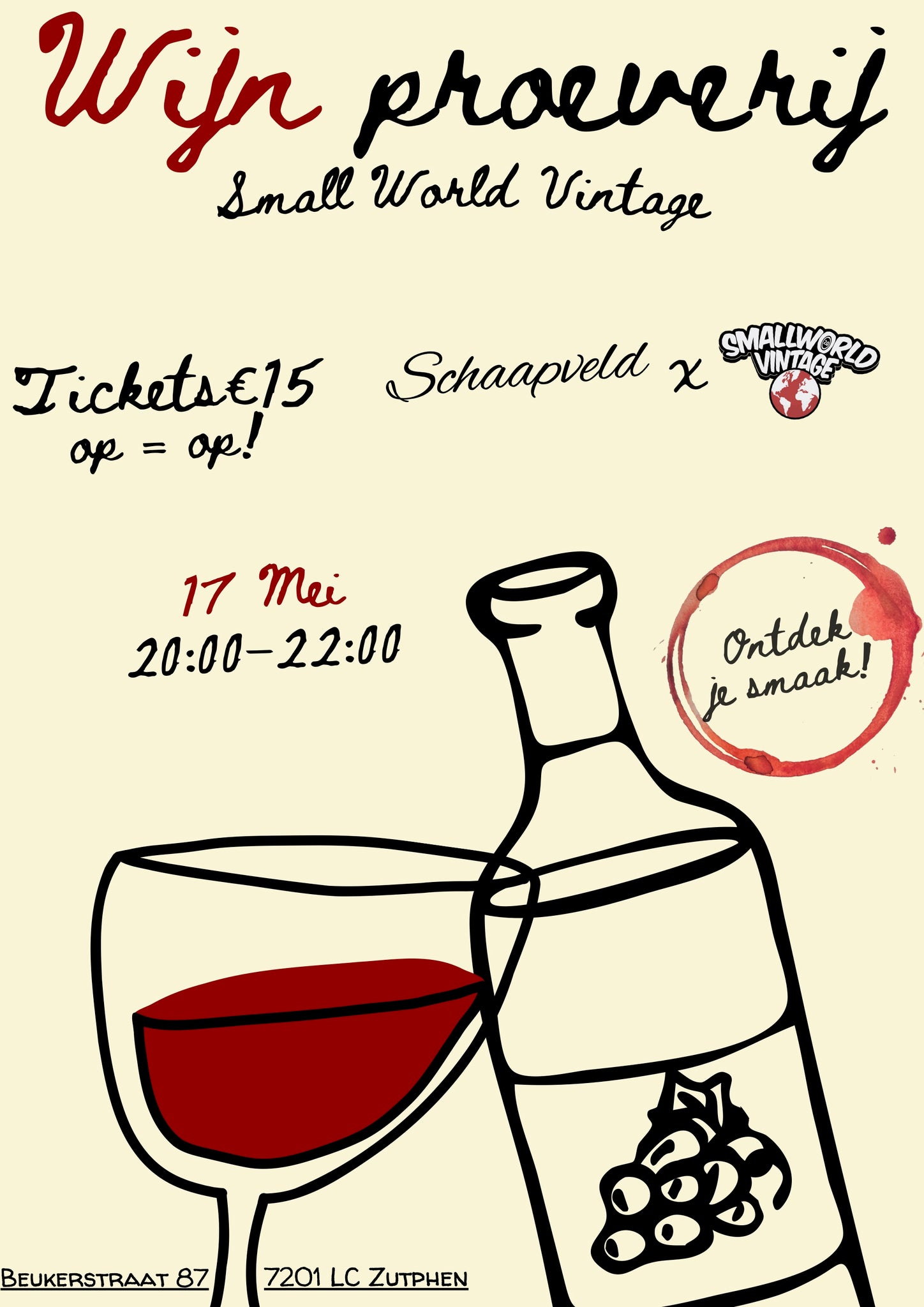 VERPLAATS 24 MEI! - SWV x Schaapveld Wine Tasting